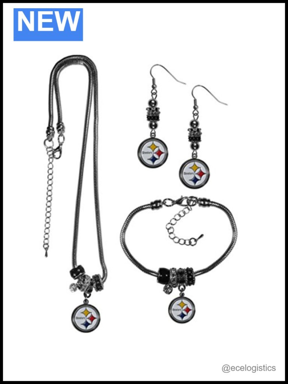 3 Piece Euro Bead Jewelry Set Necklace Earrings Bracelet